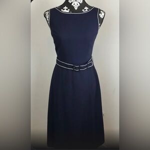 Loft Ann Taylor Loft Boatneck A-Line Belted Midi Dress